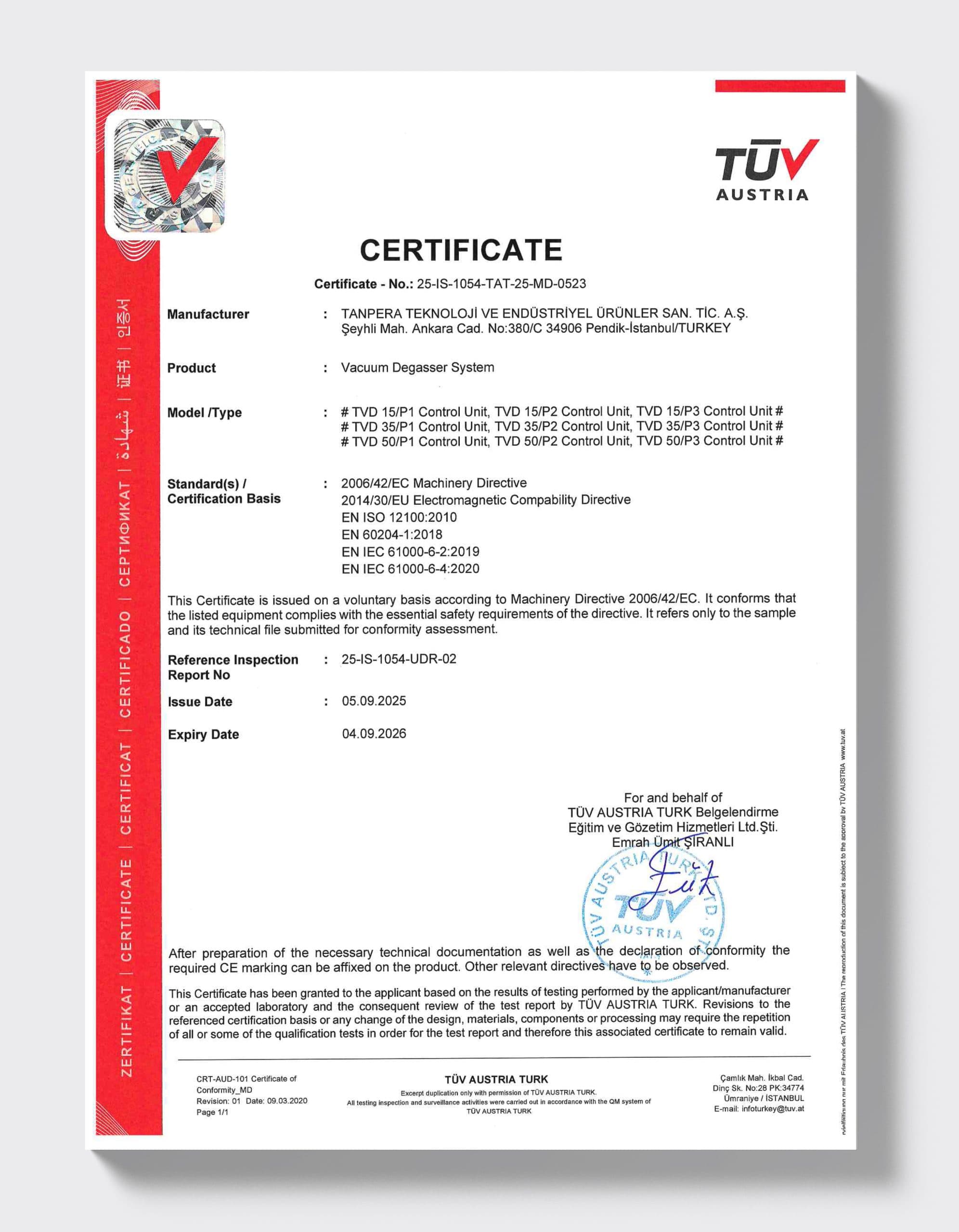 TÜV AUSTRIA — Vakuum-Entgaser-System (TVD)