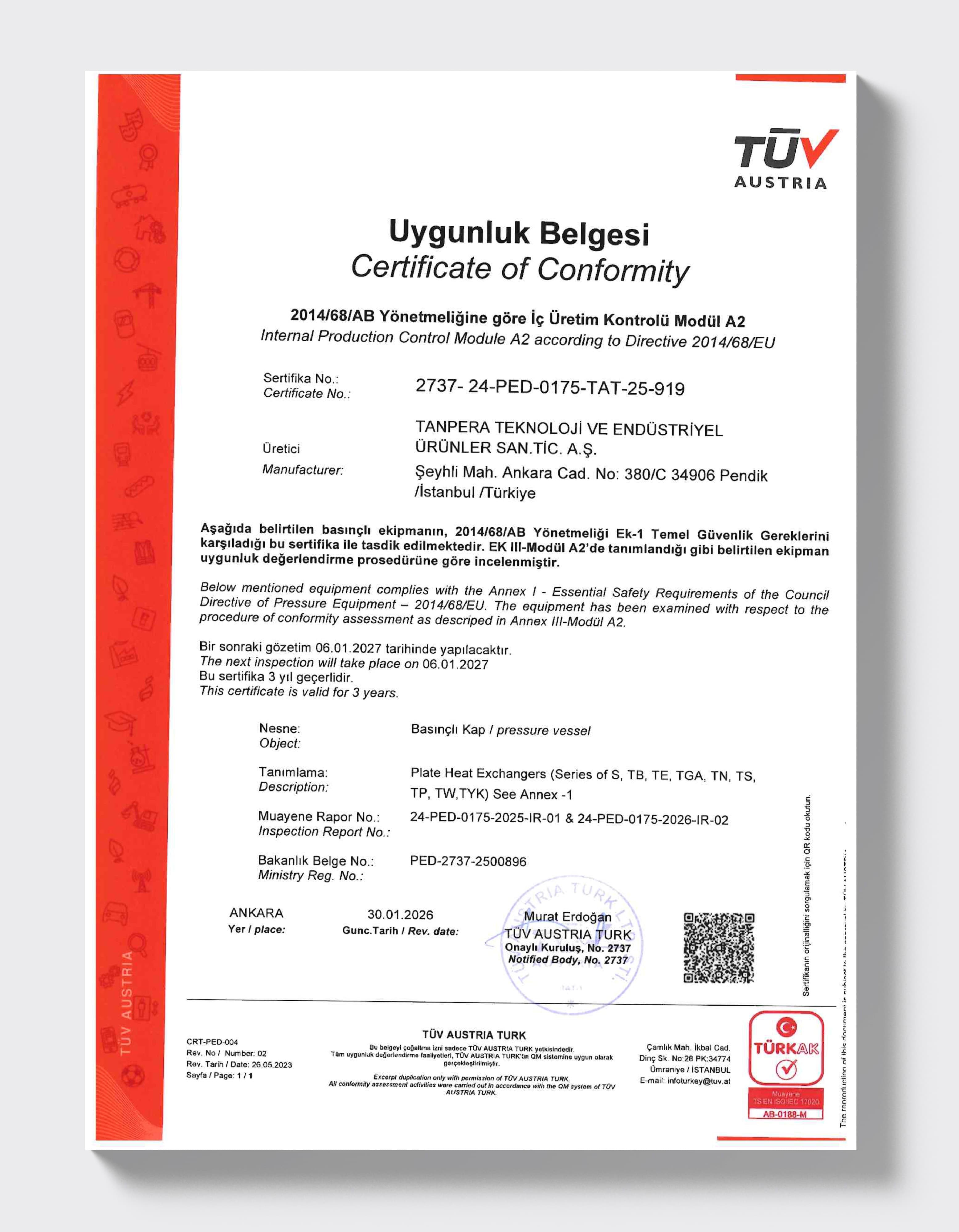 TÜV AUSTRIA — Plattenwärmetauscher Modul A2
