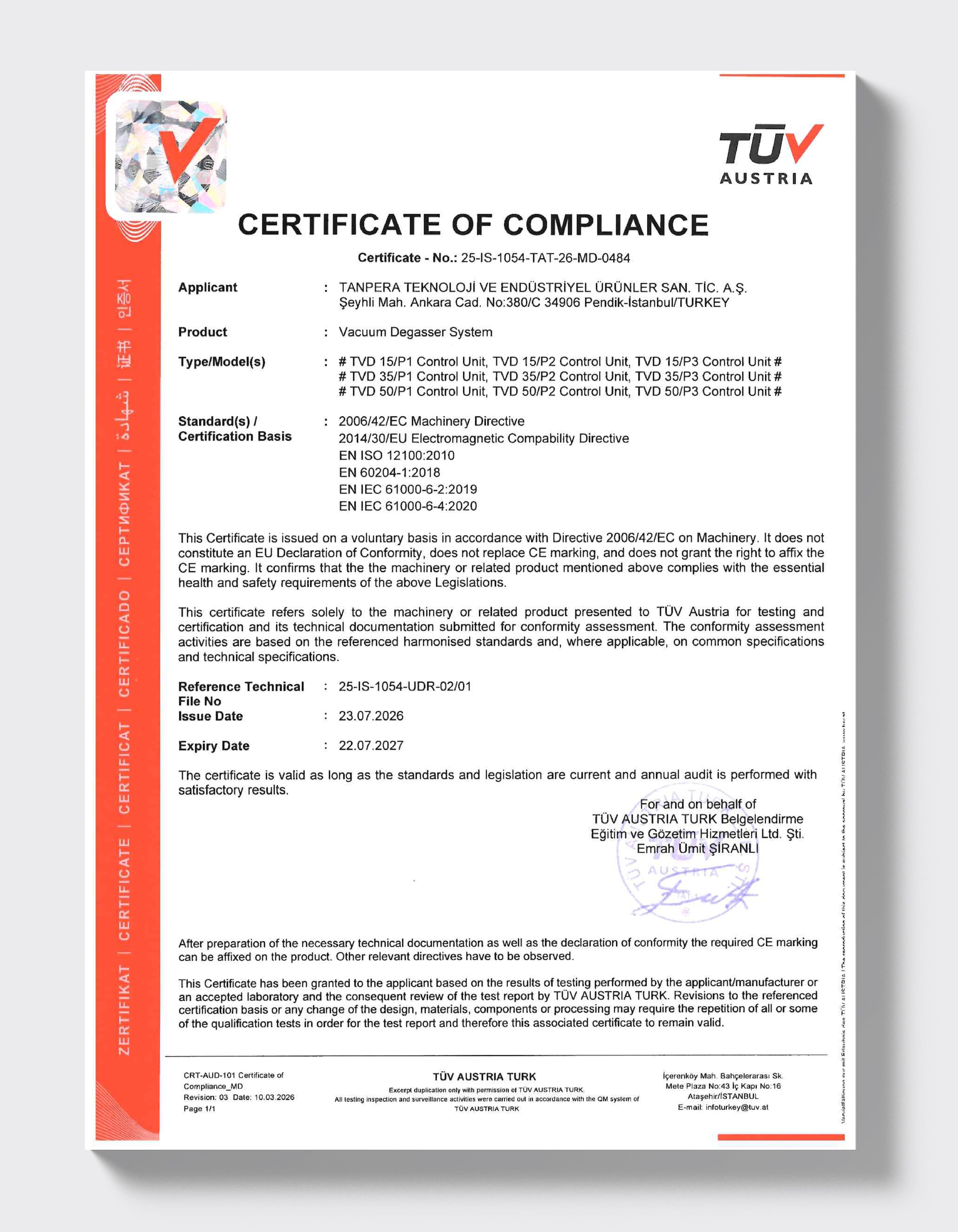 TÜV AUSTRIA — Vakuum-Entgaser (TVD)